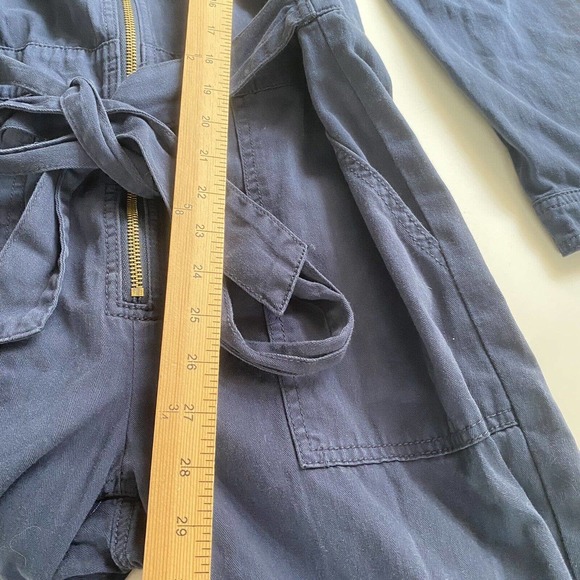 Lucky Brand Coverallls Womens Small Tie Front Boiler Suit Jumpsuit Navy Blue NEW - Picture 11 of 16